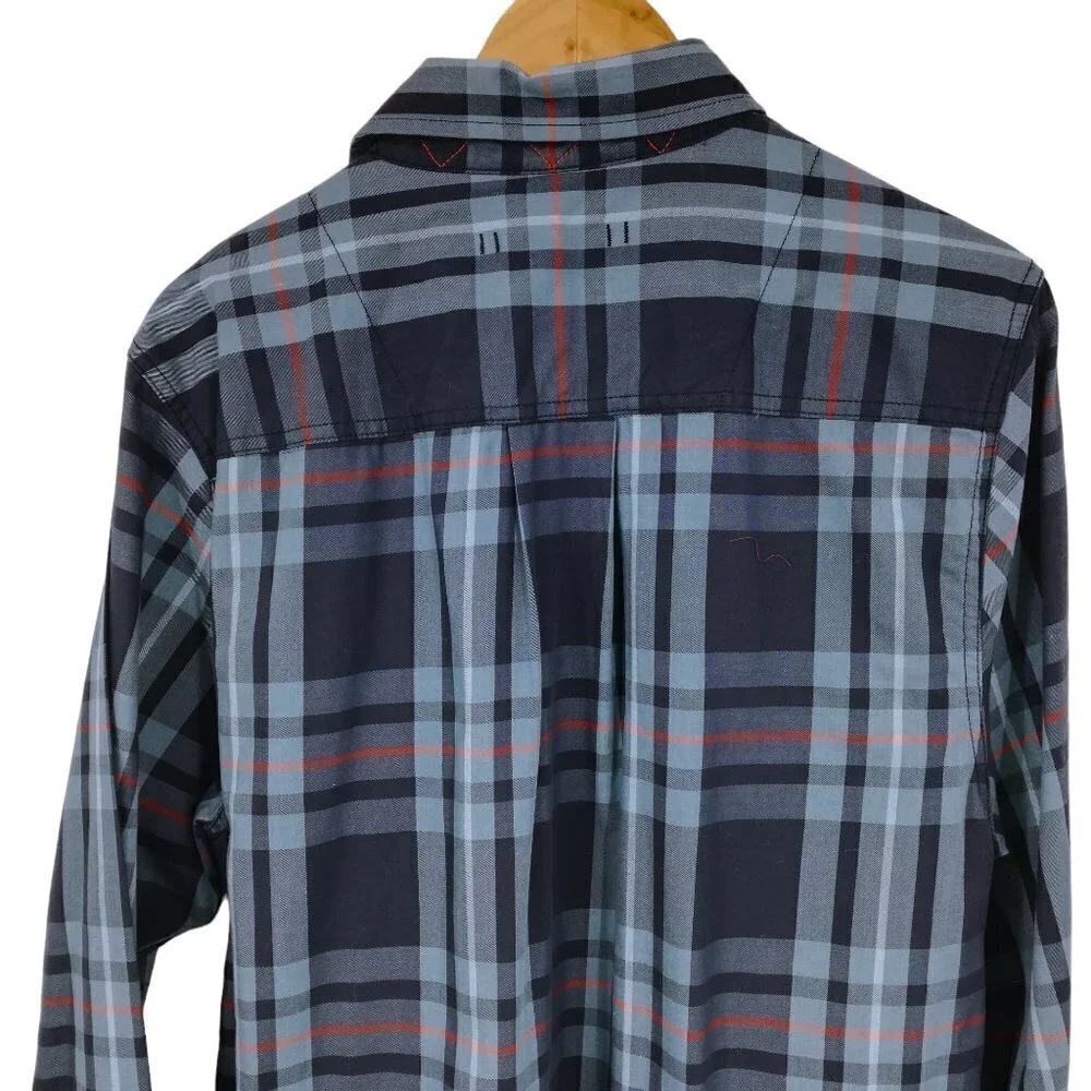 The North Face Plaid Long Sleeve Button Up Shirt Size M Blue Orange Pocket
